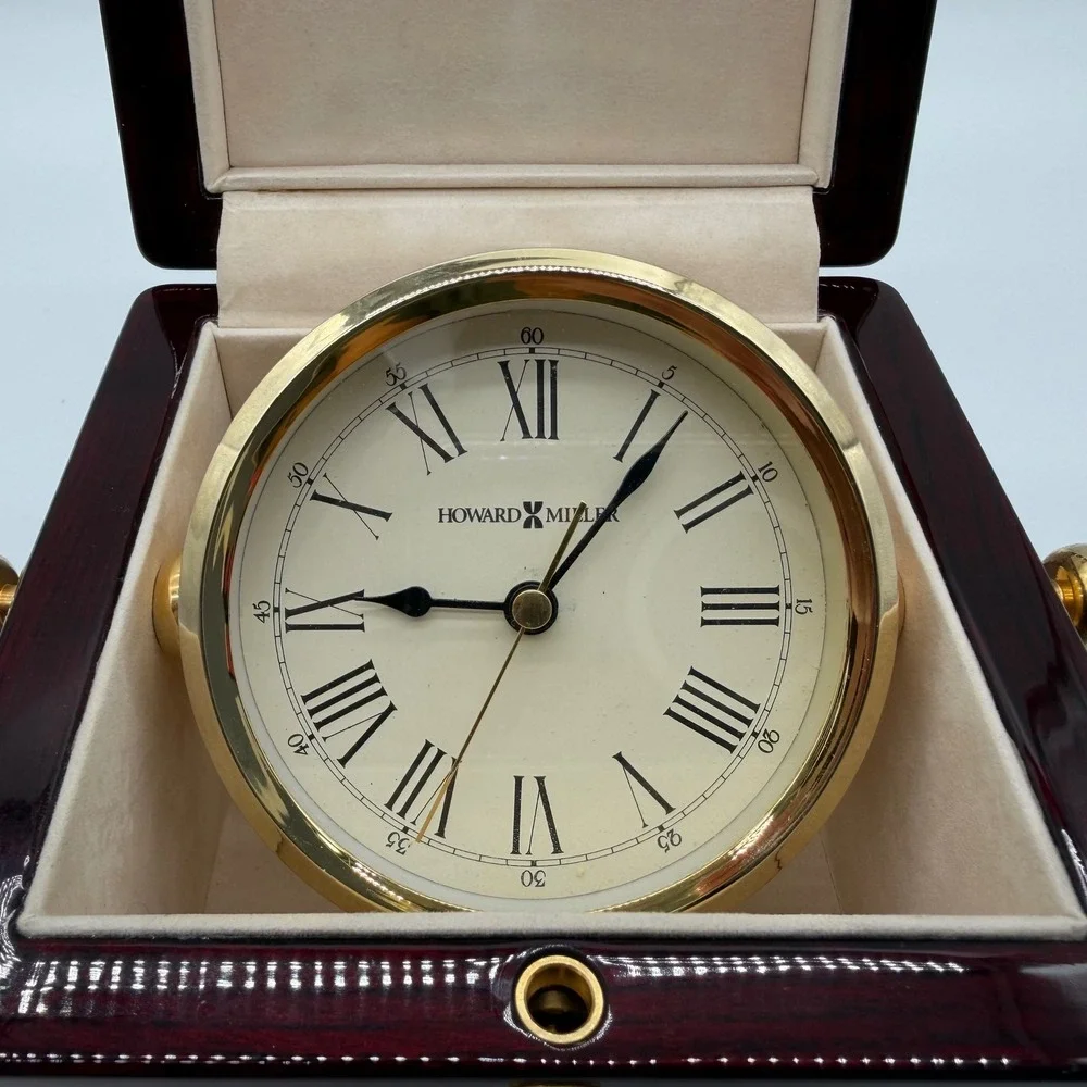 Howard Miller 645-443 Rosewood Gimbaled Desk Clock Morgan Stanley Brass Office